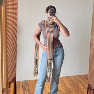 BURBERRY LONDON Striped Lambswool Extra-Long Scarf